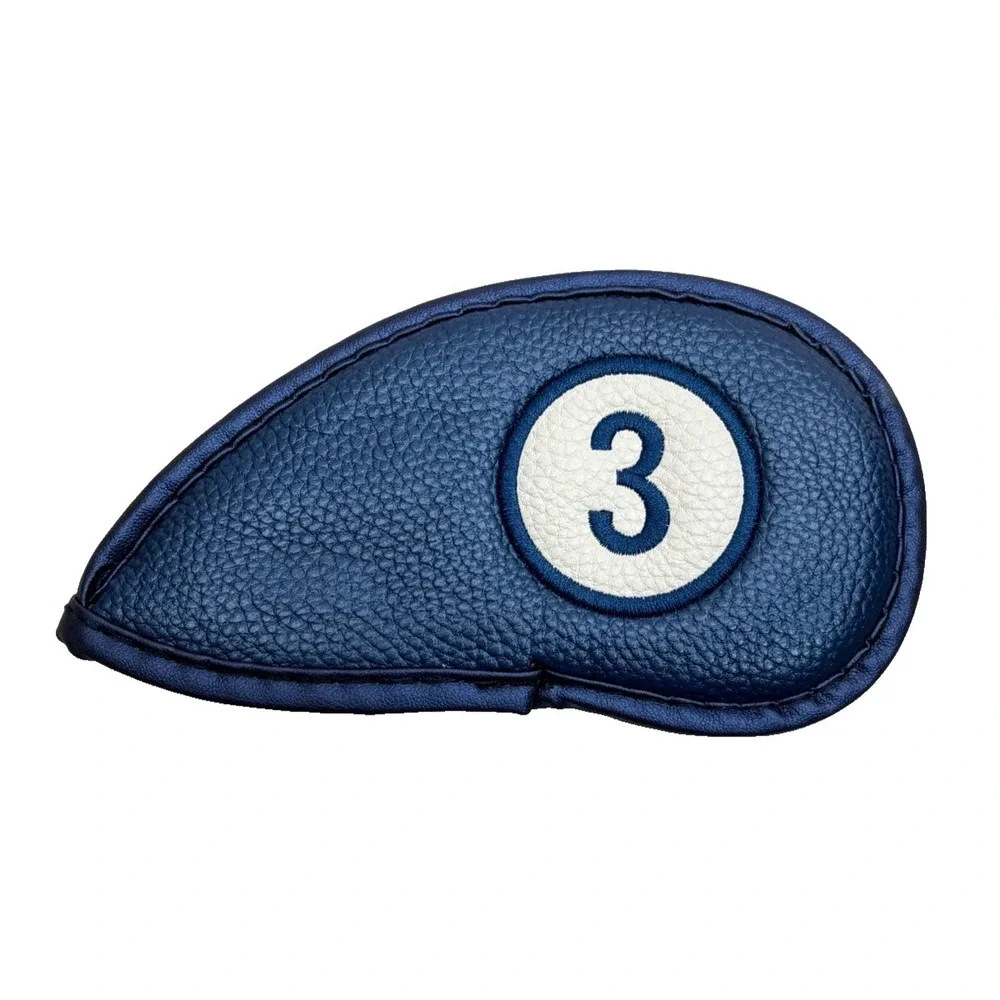 Finger Ten Magnetic Golf Iron Headcovers Set 11pc Blue PU Leather 3-9 P A S L